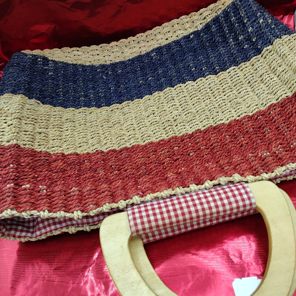 Tommy Hilfiger tote bag. Red, blue, cream color tote bag